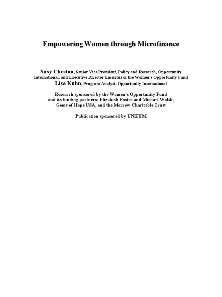 Empowering Women Through Microfinance | PDF | Microfinance | Empowerment