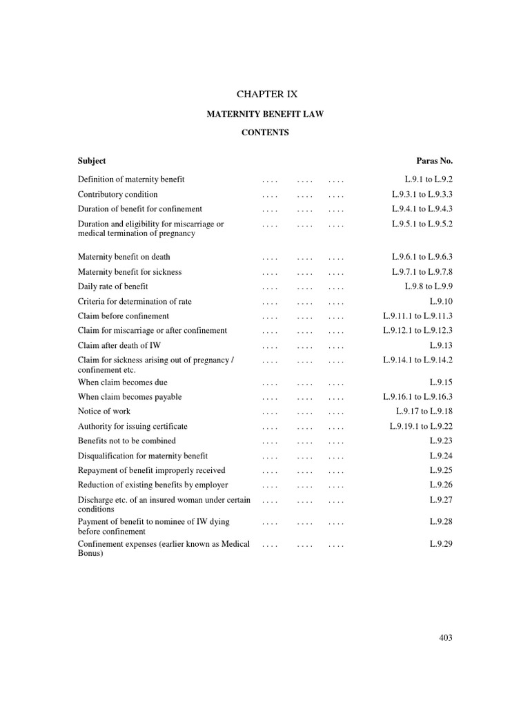 Maternity Benefit PDF Miscarriage Employment