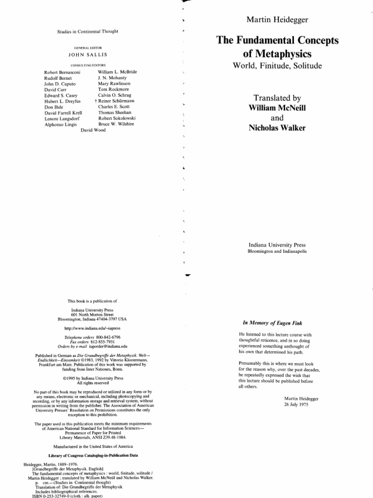 Heidegger The Fundamental Concepts of Metaphysics PDF | PDF ...
