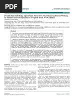 Needle Stick and Sharp Injuries and Associated Factors Among Nurses Workingin Jimma University Specialized Hospital South West Ethiopia 2167 1168 1000291