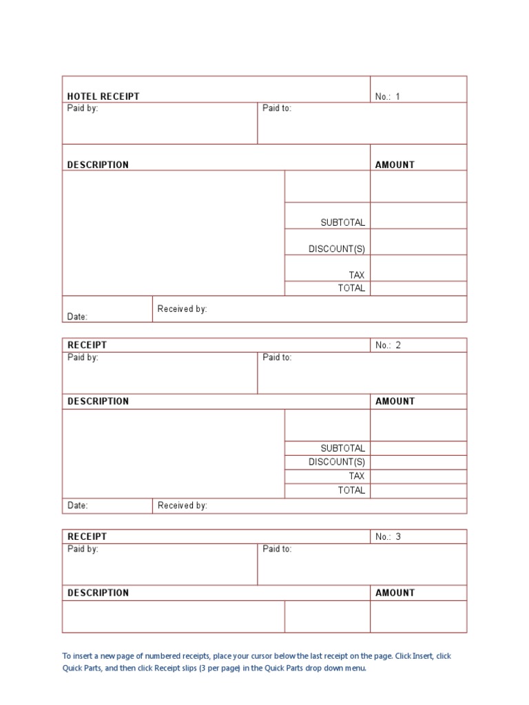 Hotel Receipt Template Word Free Download Receipt Government Finances
