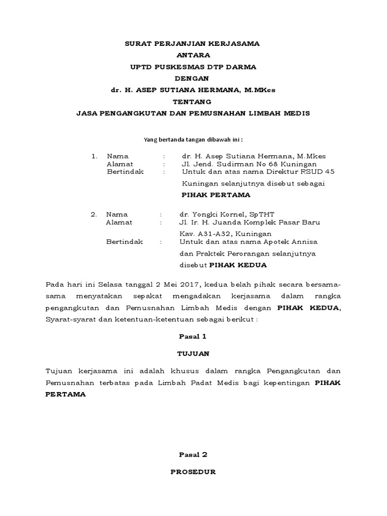 Terkini Contoh Surat Perjanjian Pengangkutan Sampah
