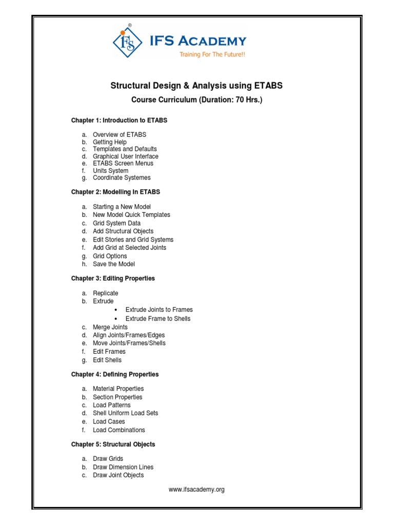 ETABS Structural Design Course Overview | PDF