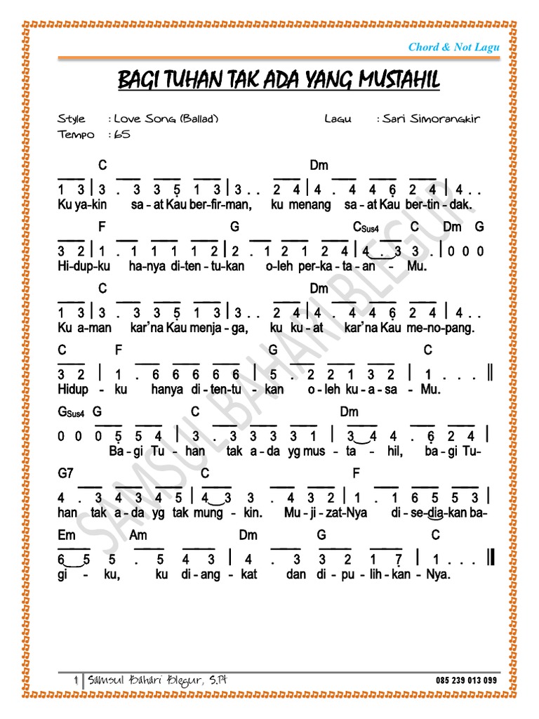 Bagi Tuhan Tak Ada Yang Mustahil Sari Simorangkir C