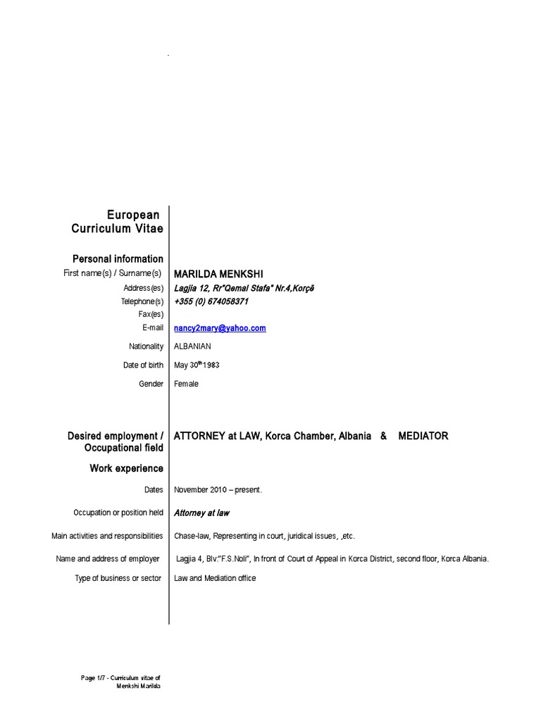 Europass cv free picture