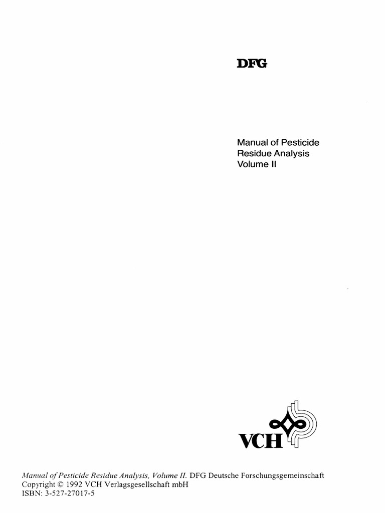 Manual of Pesticide Residue Analysis Volume II PDF | PDF
