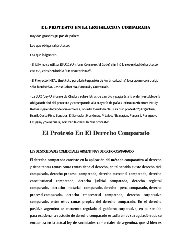 El Protesto en La Legislacion Comparada | PDF | Pagaré | Pagos