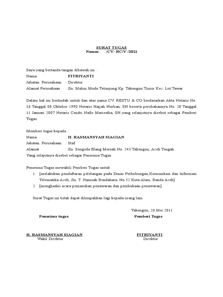 Surat Tugas