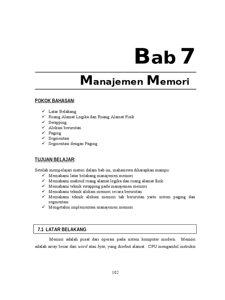 Bab 7 Manajemen Memory