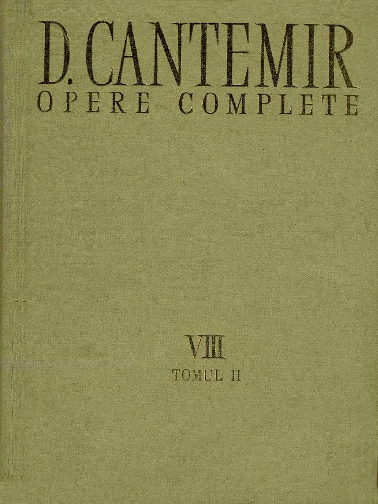 Dimitrie Cantemir Opere Complete Volumul 8 Tomul 2