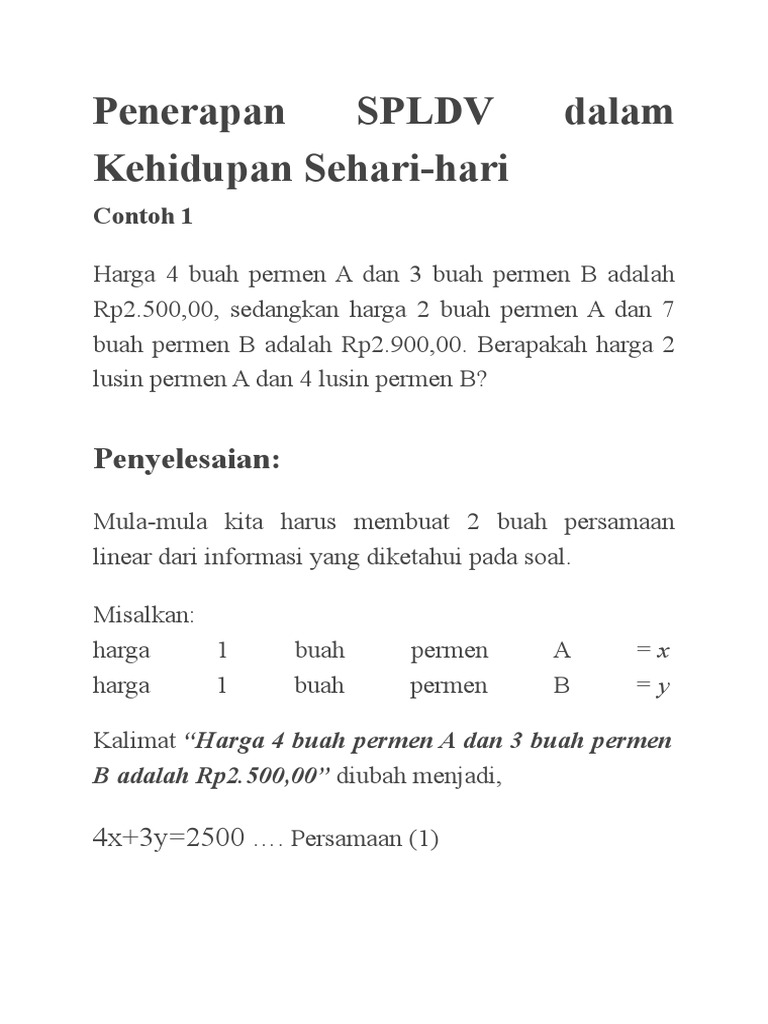 Contoh Soal Cerita Matriks Dalam Kehidupan Sehari Hari