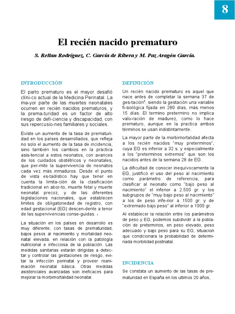 El Recien Nacido Prematuro Rn Pdf Infantes Parto Prematuro
