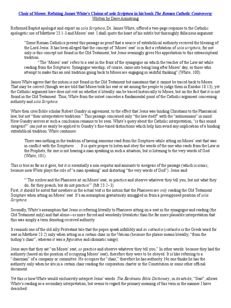 Chair Of Moses Armstrong Fariseos Sola Scriptura