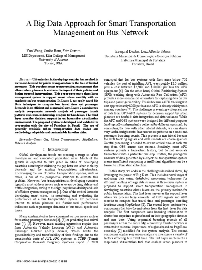 A Big Data Approach For Smart Transportation Management On Bus Network ...