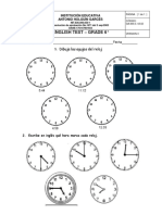 English test grade 6 clocks