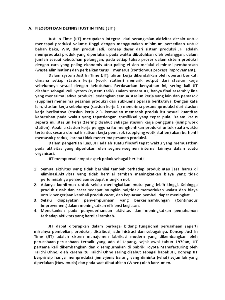 Filosofi dan Prinsip Just In Time | PDF | Bisnis