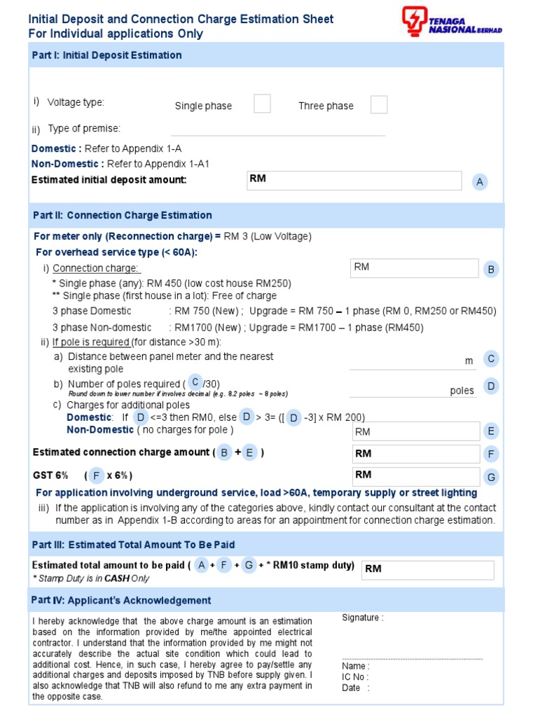 TNB Connection Charges and Deposits Guide | PDF | Business