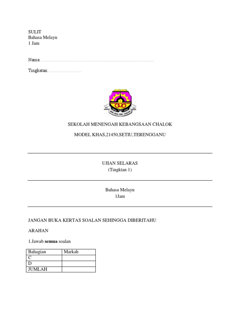 Soalan Bm Akhir Tahun Tingkatan 4 - Persoalan u Soalan Bm Akhir Tahun Tingkatan 4 - Persoalan u