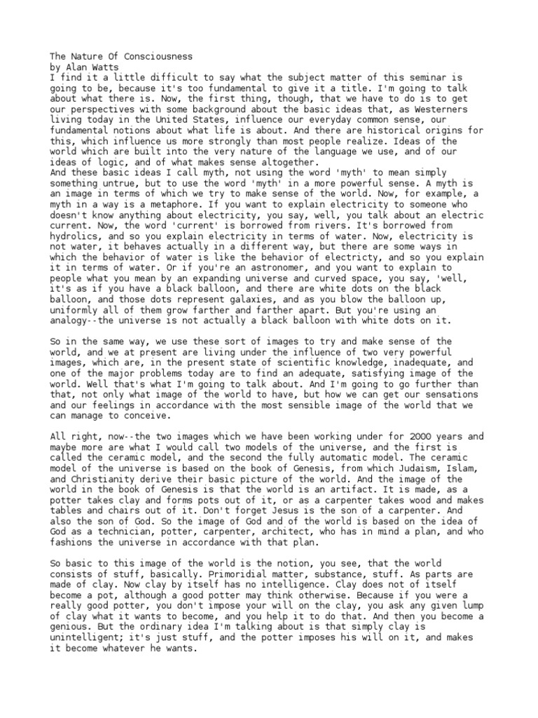 Alan Watts The Nature Of Consciousness