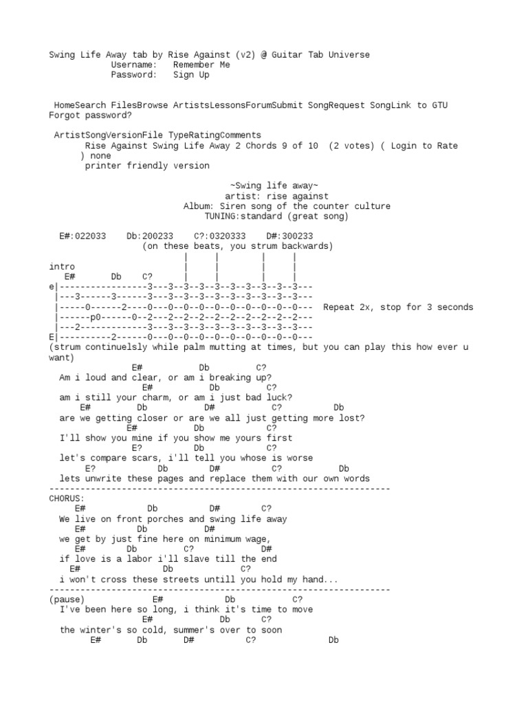 Swing Life Away Tab PDF