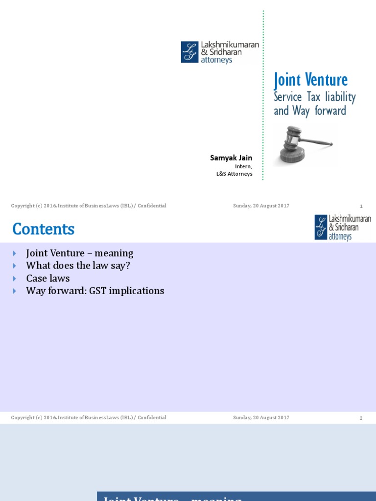 Joint Venture Service Tax Liability and Way Forward PDF Joint