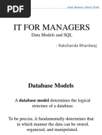 It For Managers: Data Models and SQL