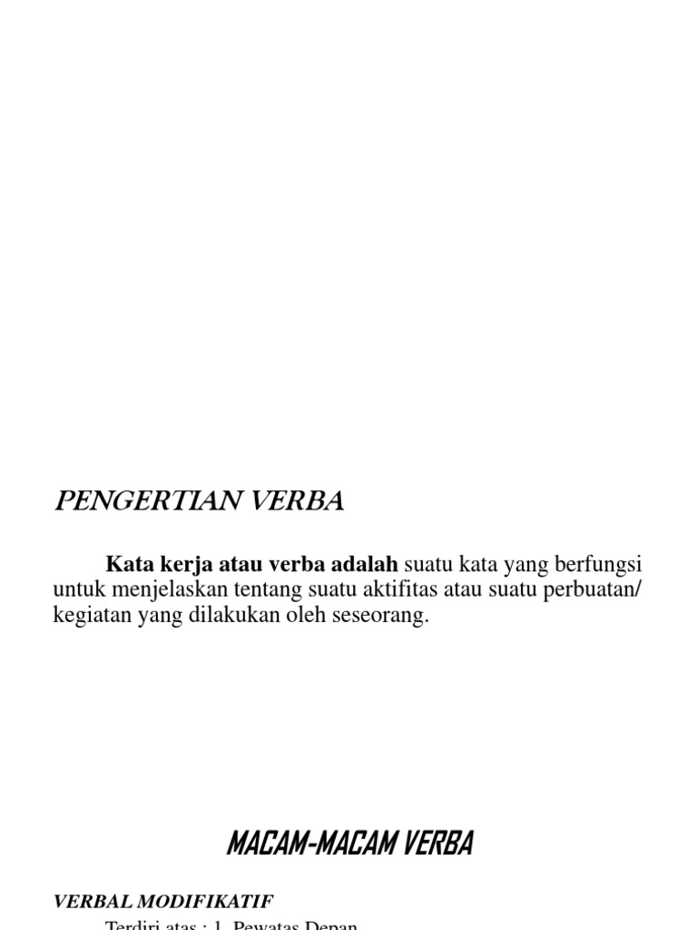 Pengertian Verba | PDF