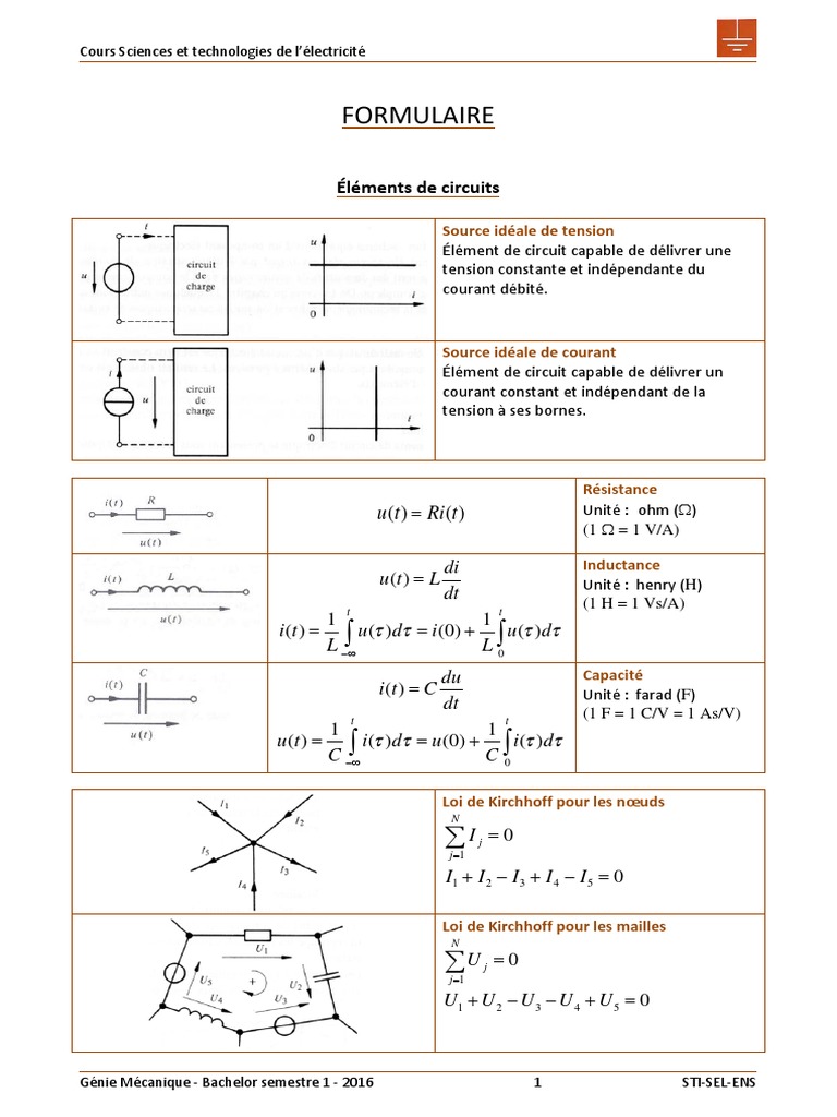 Formulaire Électrotechnique et Circuits | PDF | Puissance (physique ...