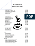 Daftar Menu Warkop Aldina