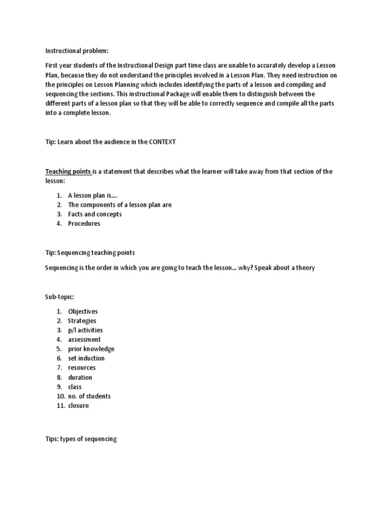 Lesson Plan Development Guide | PDF
