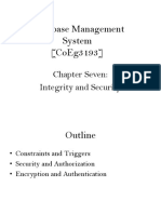 Data Base Management System (Coeg3193) : Chapter Seven: Integrity and Security
