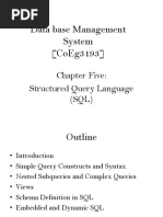 Data Base Management System (Coeg3193) : Chapter Five: Structured Query Language (SQL)