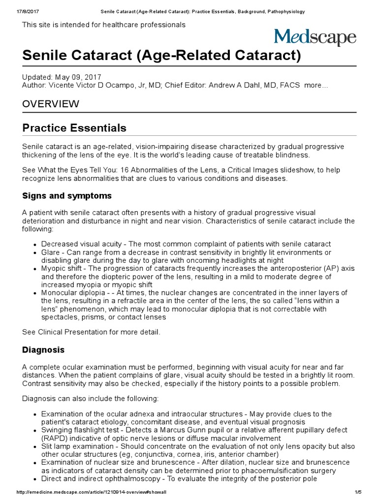 Understanding Senile Cataract Basics | PDF | Cataract | Visual Impairment