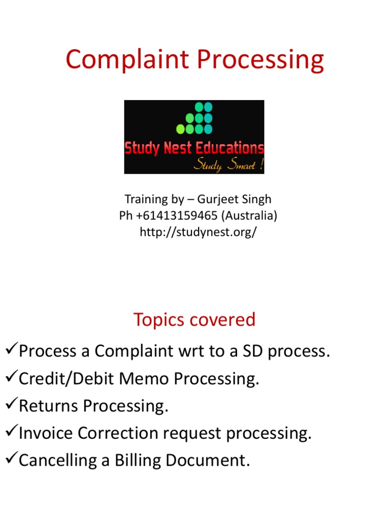 Complaint Processing Training Guide | PDF