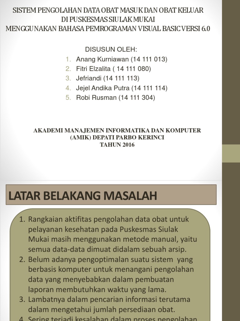 Sistem Pengolahan Data Obat Masuk Dan Obat Keluar | PDF