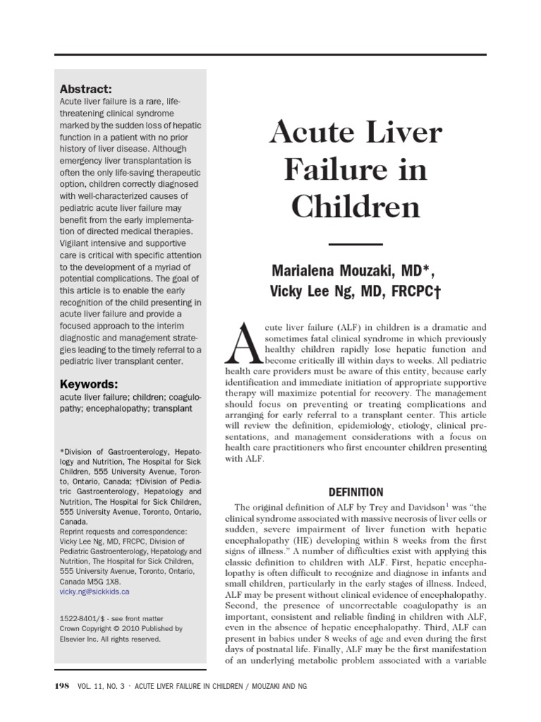 Acute Liver Failure in Children Cool | PDF | Hepatitis | Alanine ...