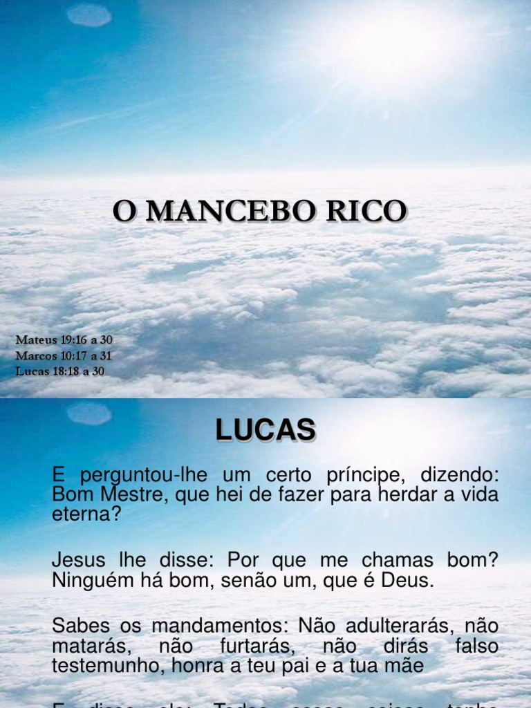 O Mancebo Rico | PDF | O Reino de Deus | Jesus