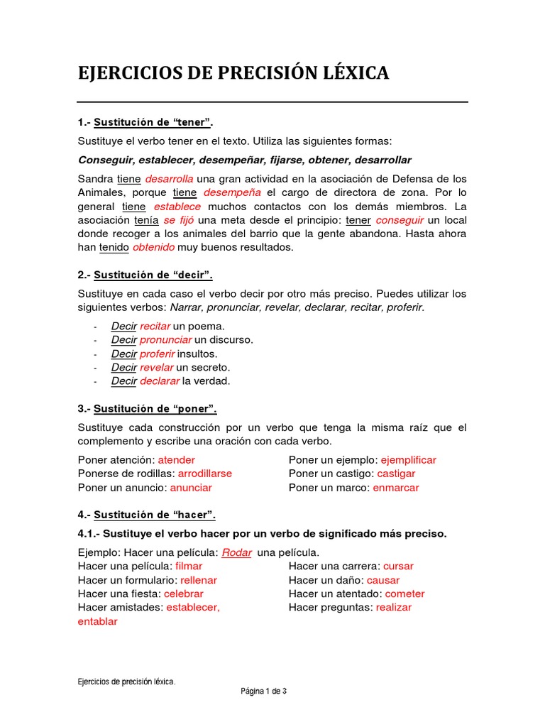Ejercicios de Precisión Léxica | PDF