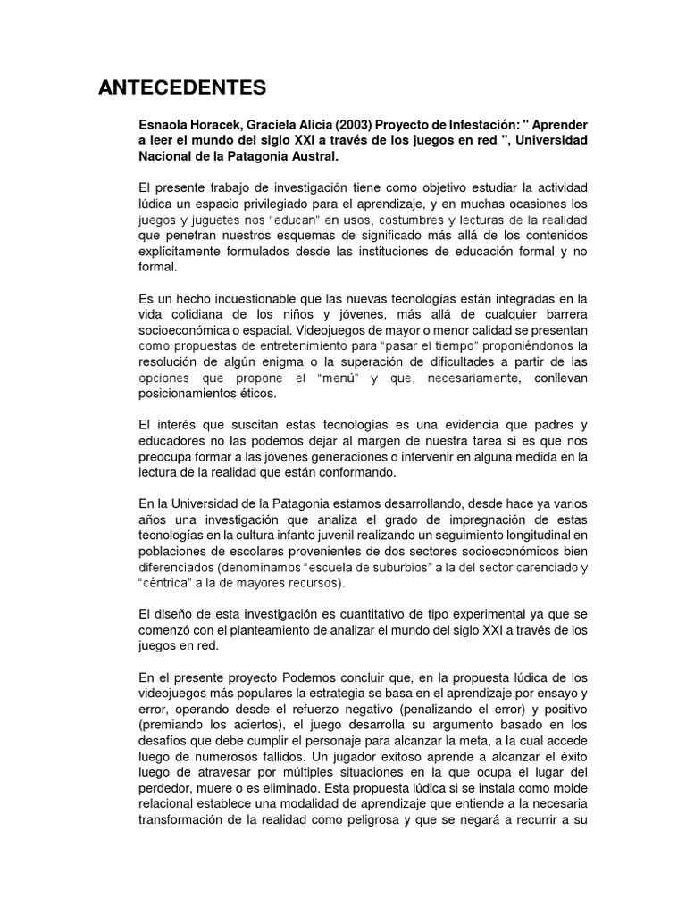 Antecedentes y Marco Teorico de Juegos en Red