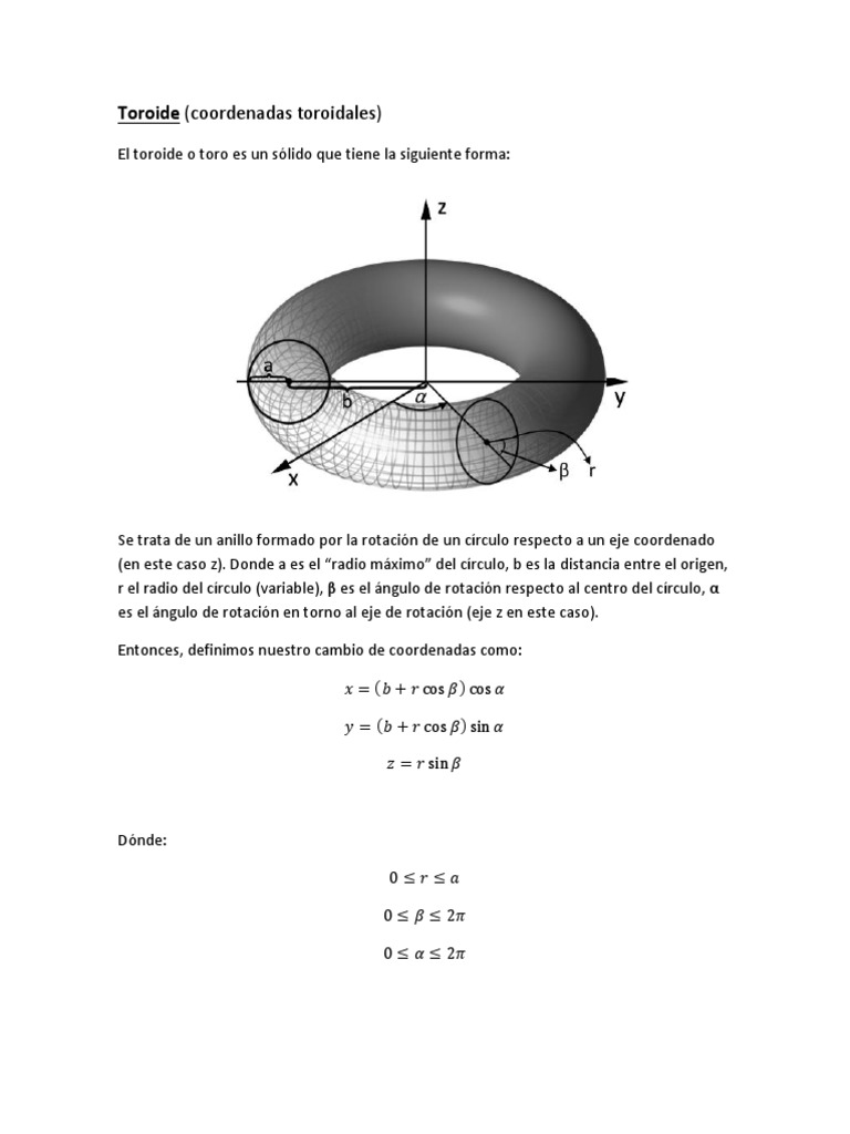 Ecuaciones y coordenadas del toroide | PDF