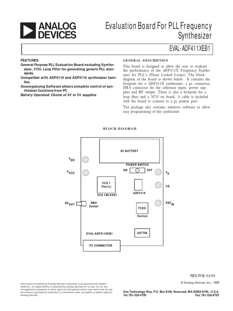 Eval Adf411xeb1 PDF Power Supply Electrical Engineering