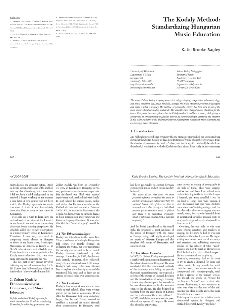 Kodály Method in Hungarian Music Education | PDF | Music Education ...