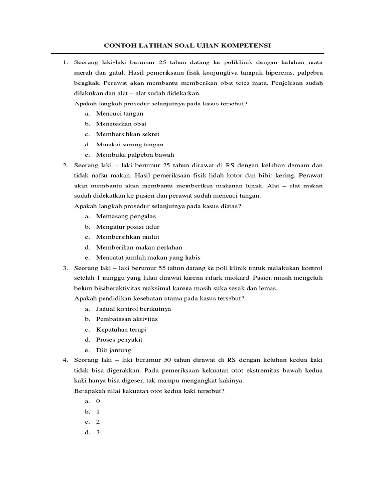 Contoh Soal Ukom D3 Keperawatan