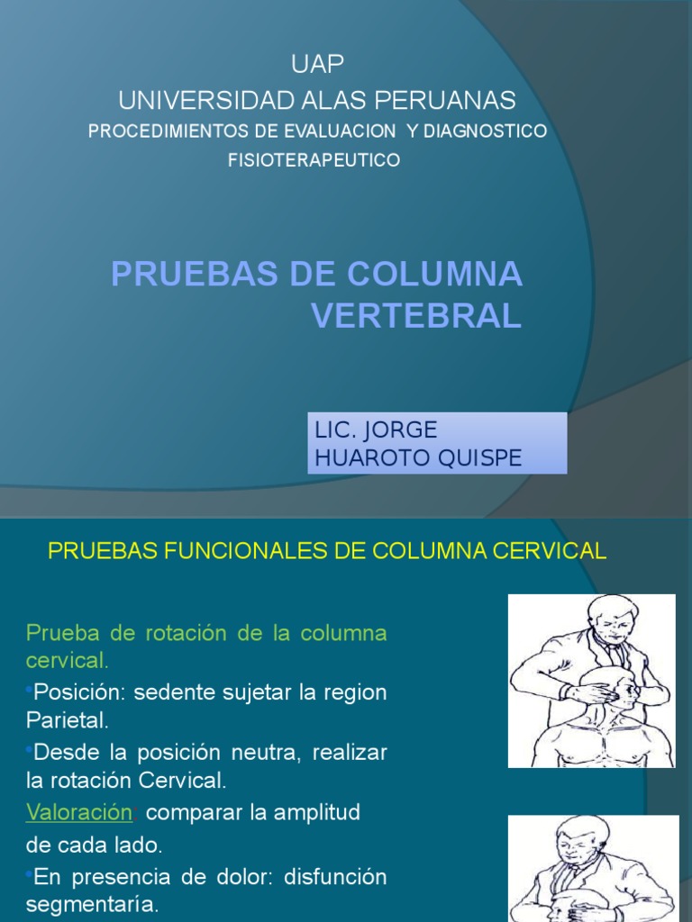Evaluación de Pruebas de Columna Vertebral | PDF | La columna vertebral ...