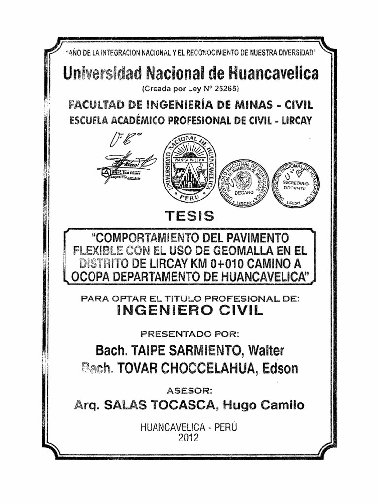 Tesis De Ingenieria Civil Universidad Nacional De Huancavelica