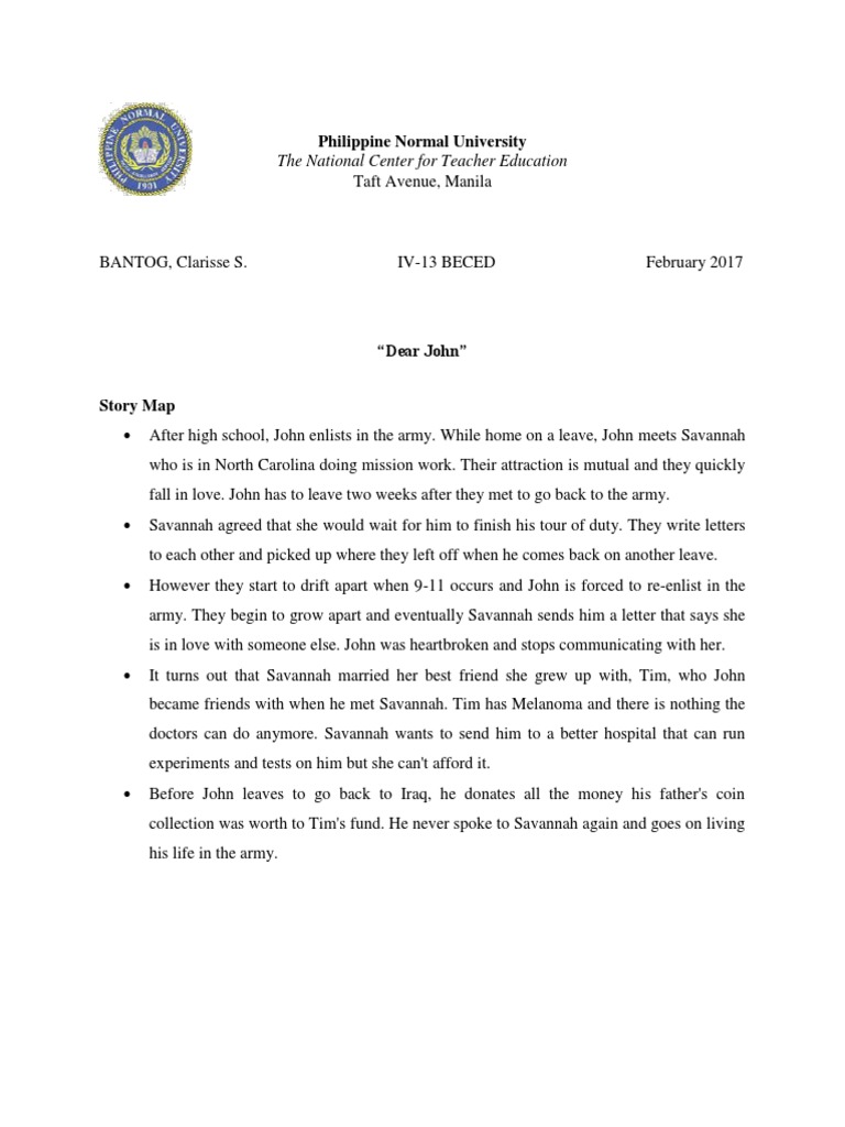 Dear John Book Analysis PDF
