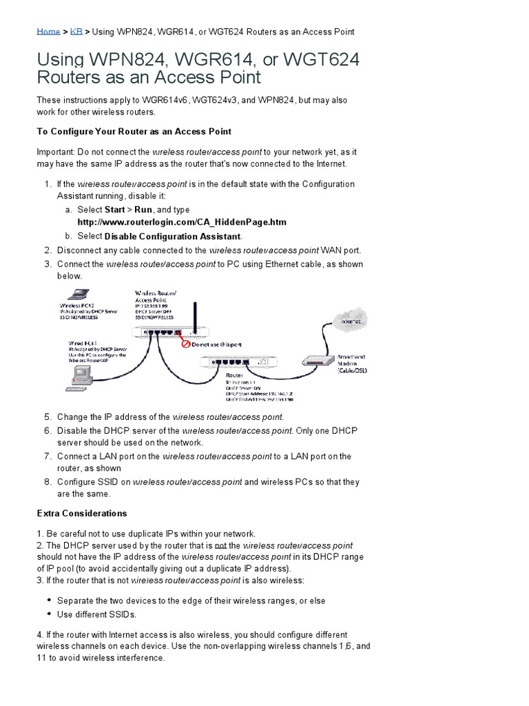Using Routers As An Access Point Netgear PDF Wireless Access