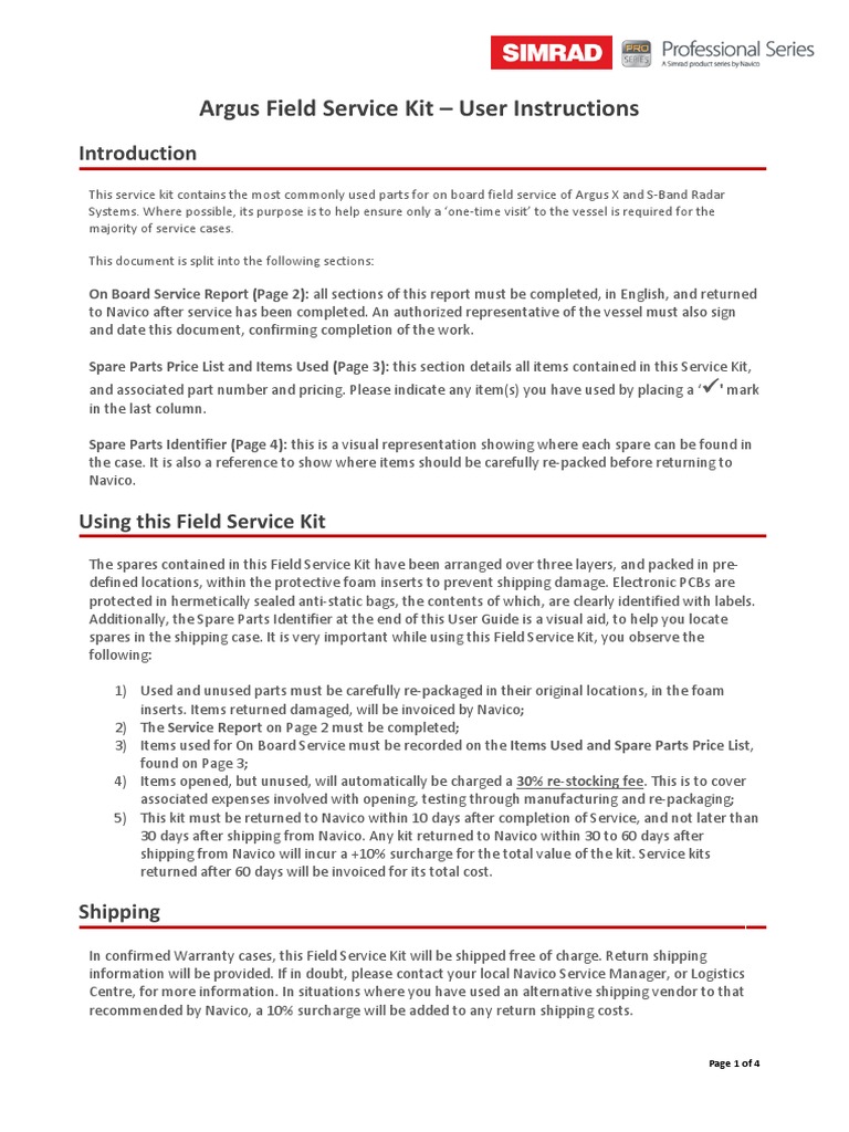Argus Field Service Kit Instructions | PDF | Computing | Business