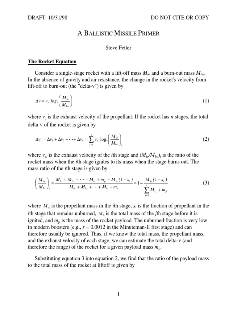 Ballistic Missile Performance Analysis | PDF | Science & Mathematics