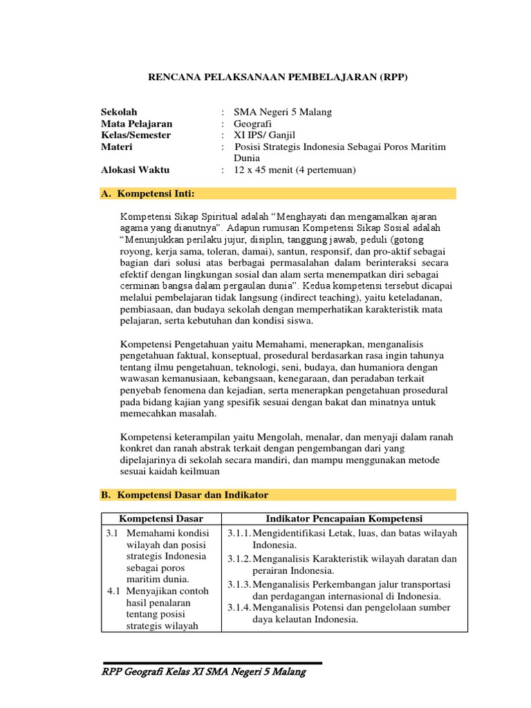 Contoh Rpp Dan Silabus Geografi Kelas 2 Sma Ilmusosial Id